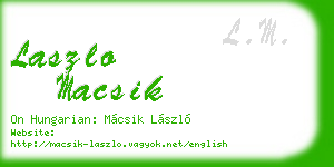 laszlo macsik business card